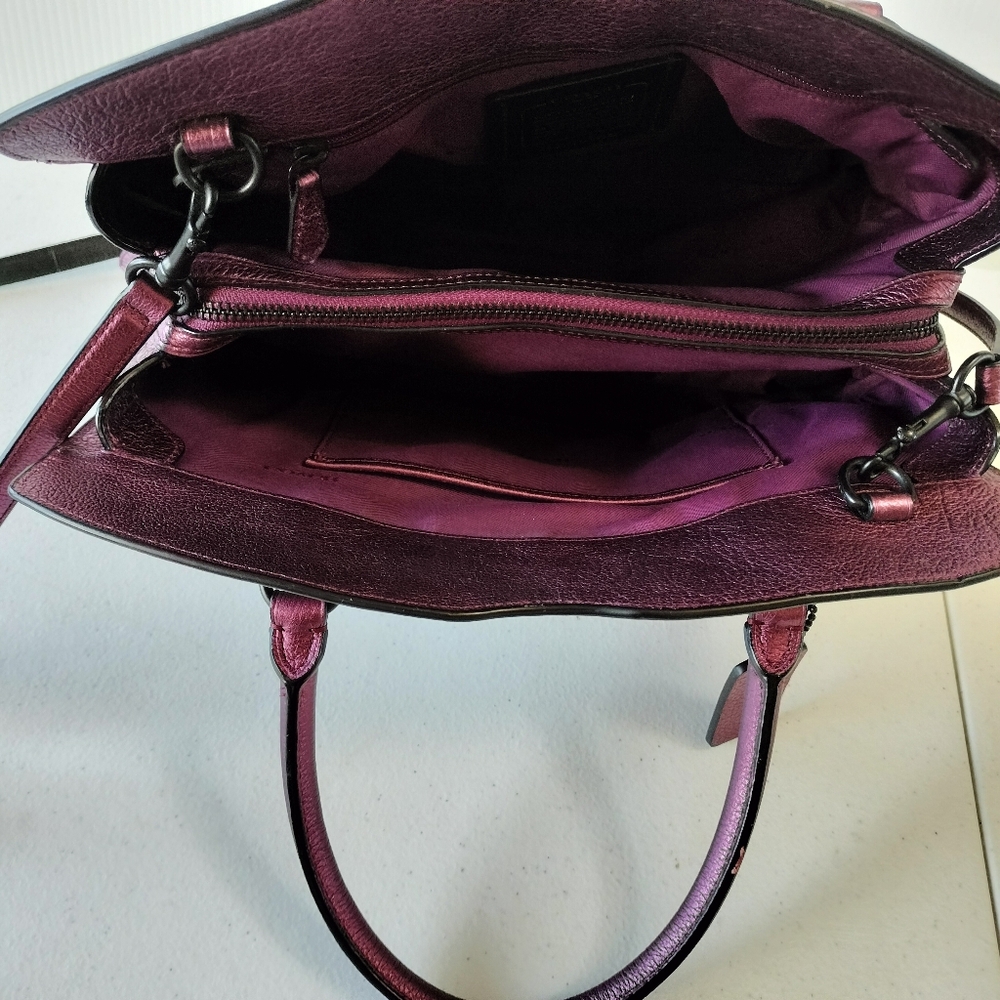 Coach Purple Leather Satchel - Picture 10 of 16